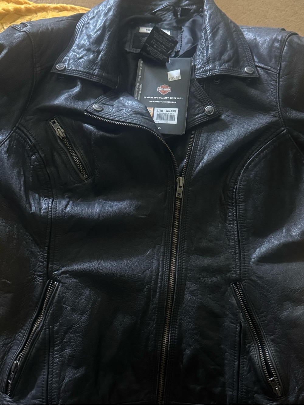 Harley Davidson Distressed Leather Jacket 2XL 97045-15VM + Matching Gloves Kit